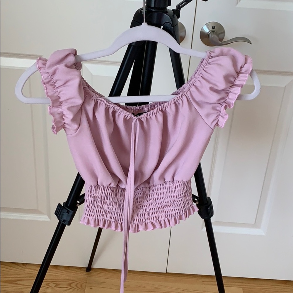 shein puff sleeve purple top